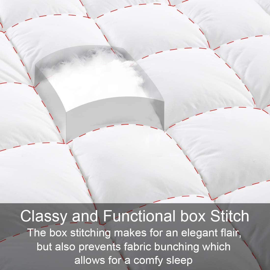 MERITLIFE Twin Extra Thick Mattress Topper, 400TC Cotton Pillow Top Protector with 8-21" Deep Pocket 5D Spiral Fiber Padding for Back Pain, Cooling Plush Mattress Pad Cover, White