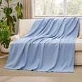 thumbnail image 3 of GentleSoft 100% Cotton Blanket Twin XL Size for Bed - Breathable and Lightweight, Soft Cozy Textured Herringbone Woven Summer Blanket for College Dorm, Ashley Blue, 66x90 inches, 3 of 4