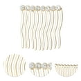 thumbnail image 3 of Unique Bargains 1 Pc Women's Rhinestones Pearls Side Comb for Parties Gold Tone Alloy, 3 of 5