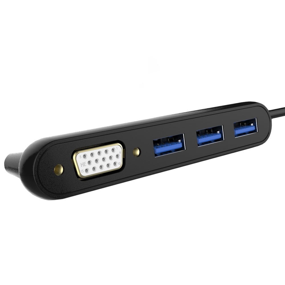 USB-C3.2 (Type C) to 3 USB 3.0 and VGA Adapter
