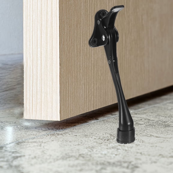 Uxcell 1-Pack Door Stoppers, 6 Inch Aluminum Alloy Kick Down Door Stop with Adjustable Height [Black]