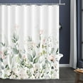 thumbnail image 3 of Blomming Bright Blush Pink White Floral Shower Curtain, Watercolor Green Leaves Plant Bathroom Decoration Shower Curtain Sets 71x71 Inch with Hooks, 3 of 6