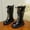 Black, variant on RTKFRFLM Girls Leather Tall Boots Fashionable Lace-up Princess Knee High Boots White 4-4.5 Years