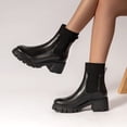 thumbnail image 2 of Botas Chelsea para mujer, elásticas, sin cordones, con tacón grueso y suela gruesa, botines de plataforma a la moda, 2 of 2
