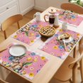 thumbnail image 5 of Pink Easter Bunny Placemats Set of 6 Spring Tulip Floral Easter Eggs Plaid Place Mats Indoor Wipeable Table Mats Washable Cloth Dining Table Placemats for Kitchen Holiday Party Home Decor 13x19 Inch, 5 of 9