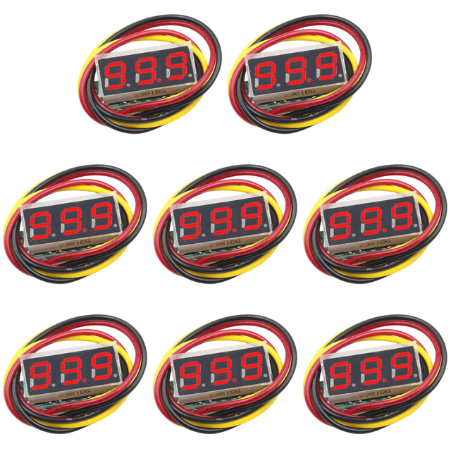 Probador voltaje digital 3 cables 0-100 V Mini voltímetro 0 28 pulgadas () Rojo