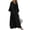 Black, variant on Women's Fashion Cotton Linen Shirt Dress, Solid Casual Long Sleeve Maxi Button-Down Dress, Elegant Loose Fit Cardigan Long Dress with Pockets, Versatile Everyday Caftan