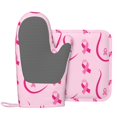 thumbnail image 2 of DouZhe Oven Mitts and Pot Holders Sets, Breast cancer awareness Pink Ribbon Prints Non-Slip Heat Resistant Kitchen Oven Silicone Glove, 2 of 7