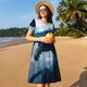 thumbnail image 4 of Balery Blue Thunder Storm Dragon Vestidos sueltos de manga corta para mujer, vestidos de verano 2025, vestidos casuales de corte A con vuelo., 4 of 6