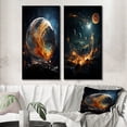 thumbnail image 1 of Designart "Celestial Worlds II" Galaxies Framed Wall Art Set Of 2 - Teal Fantasy Gallery Wall Frame Set For Home Decor, 1 of 6