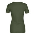 thumbnail image 4 of Women Short Sleeve Crewneck Ribbed Knit Slim Fitted Shirts Summer Tops Basic Tee Casual 2026 Fall Outfits Clothes Army Green XL, 4 of 4