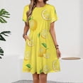 thumbnail image 2 of Lemons on Yellow Dress Summer Street Style Dresses Female Short Sleeve Printed Sundress, 2 of 7