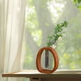 thumbnail image 4 of Glass Test Tube Vase with Walnut Wood Frame - Hydroponic Holder for Home & Office, Modern Flower Stand for Bonsai, Herbs & Small (Transparent Design), 4 of 6