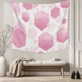 thumbnail image 5 of Pink Marble Large Tapestry for Bedroom Wall Hanging Tapestry, Gold White Geometric Hexagon Modern Ceiling Backdrop Tapestries Poster Blanket Wall Decor for Teens Room Living Room Dorm 86" x 104", 5 of 8