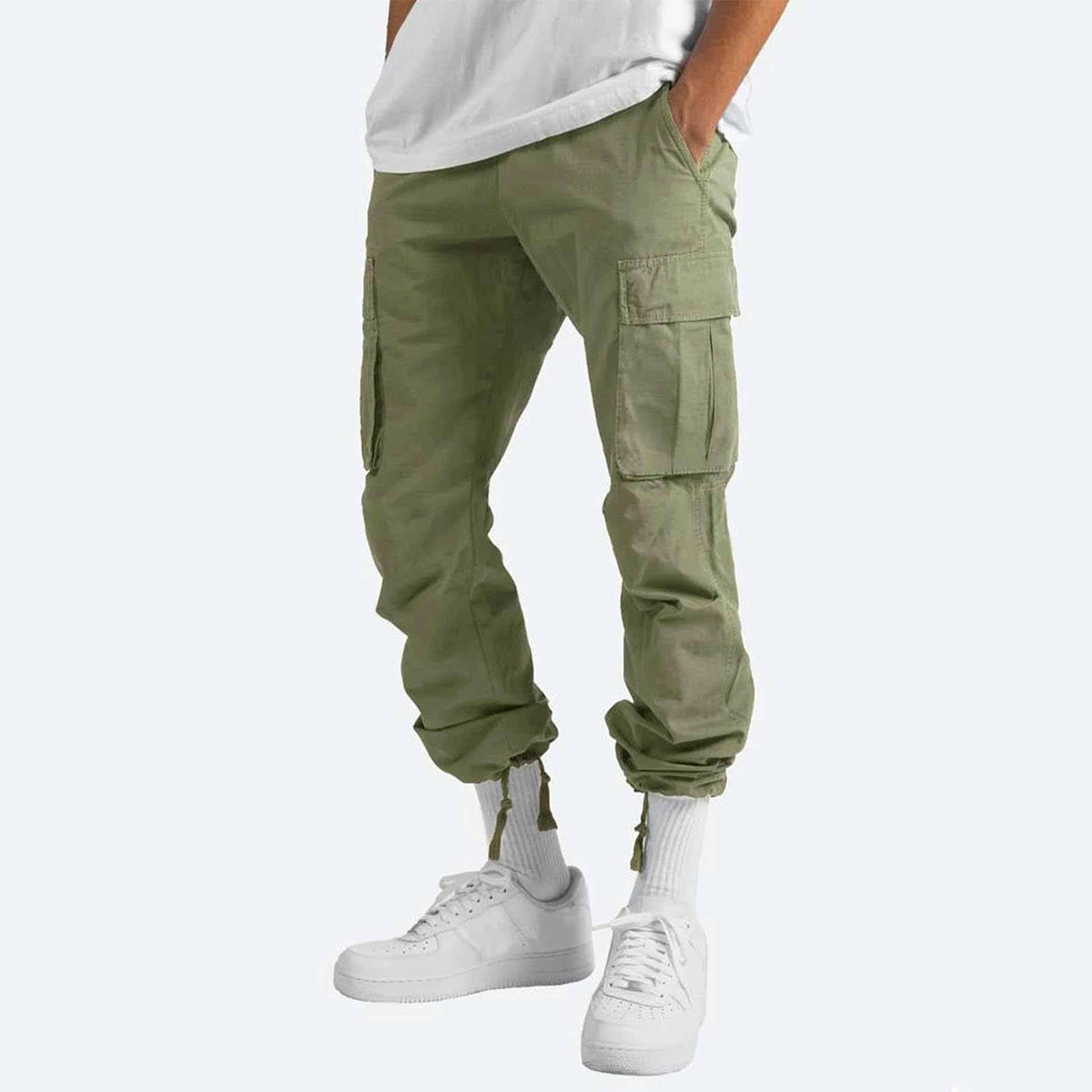 symoid Mens Cargo Pants- Solid Casual Multiple Pockets Outdoor Straight ...