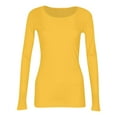 thumbnail image 4 of Womens Long Sleeve Stretch Crewneck Ribbed T-Shirt Fitted Casual Basic Tops, 4 of 5