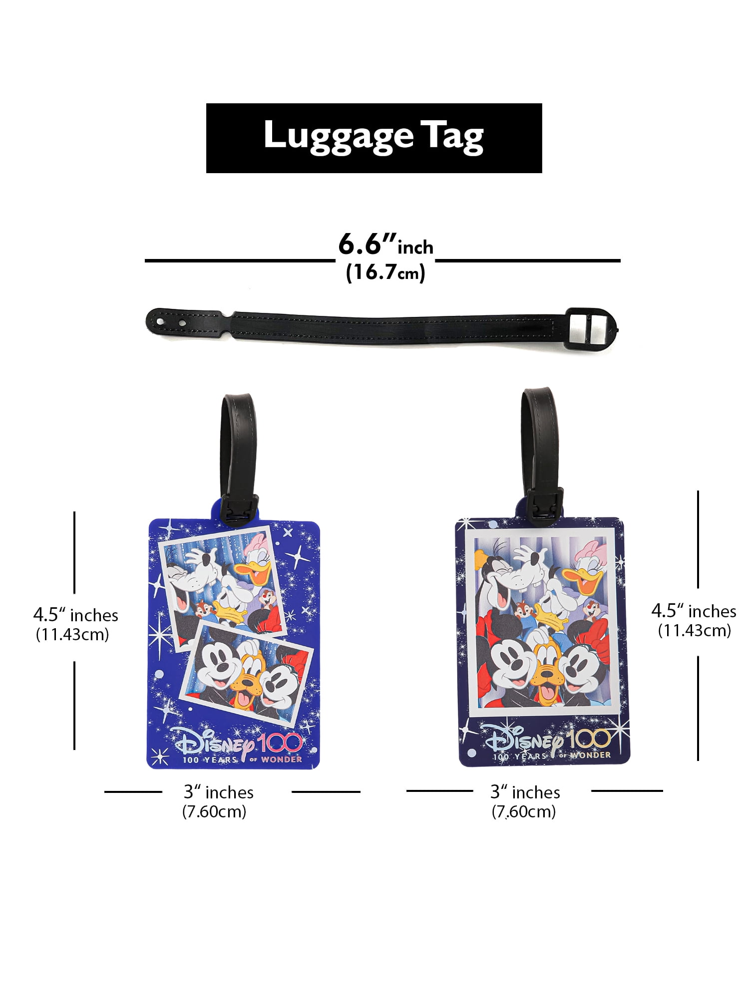 Disney 100 Years Anniversary Luggage Tag Set for Kids and Adults