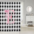 thumbnail image 2 of Manfei Geometric Plaid Monogram Print E Shower Curtain 72Wx84L,Princess Bowknot Bathroom Shower Curtain, 2 of 5