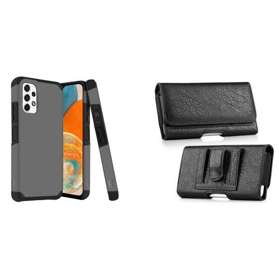 MK Armor Case for Samsung Galaxy A23 5G and Belt Holster Pouch - Gray