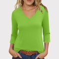 thumbnail image 2 of Otntypg Womens 3/4 Sleeve Tops Plus Size Casual Scalloped V Neck Tunic T-Shirts Loose Oversized Dressy Basic Pullover Blouse Trendy 2025 Fall Outfit Clothes Green#01 XXXL, 2 of 6
