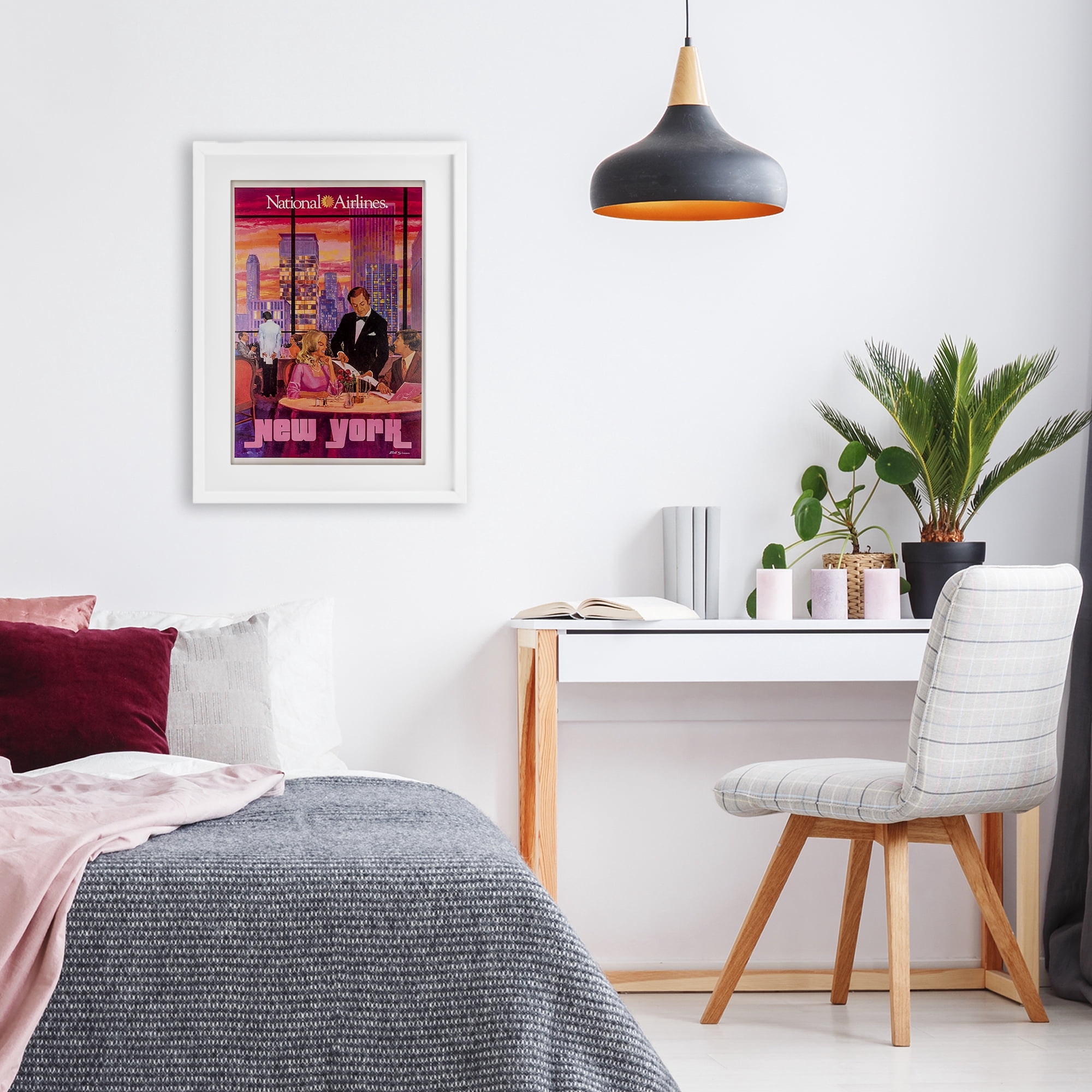 Stupell Industries Vintage New York Dining White Framed Print Under Glass, design by Vintage Posters