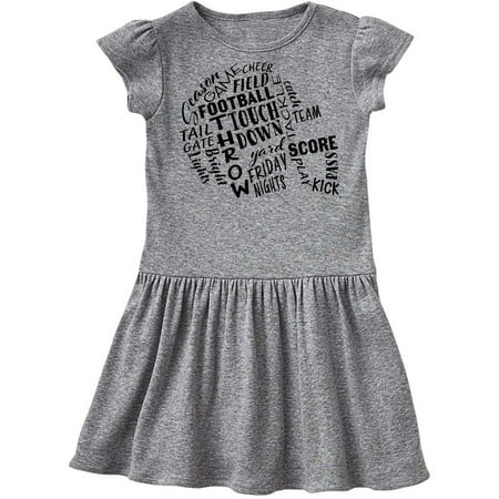 

Inktastic Football Words in Helmet Shape in Black Text Gift Toddler Girl Dress