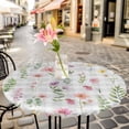 thumbnail image 4 of Pink Spring Floral Fitted Tablecloth with Elastic Edged, Round Table Cloth for Dining Table, Flowers Botanical Elegant Grey Checkered Waterproof Oil Proof Table Cover for Indoor Outdoor 45"-54", 4 of 8