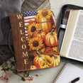 thumbnail image 6 of HELLHERO Pumpkin Leaf Mushroom Church Bible Bag, Protective PU Leather Bible Cover for Outdoor Study Prayer, Zipper Bible Covers, 6 of 12