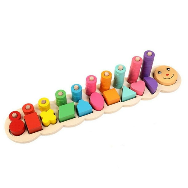 Jandel Counting Shape Stacker Wooden Counting Sorting Stacking Tower
