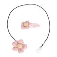 thumbnail image 2 of Sound Aid Clip Holder Plaid Flower Sound Amplifier Hanging Rope Lanyard Clip Lost Prevention Protector Rope Pink Monaural, 2 of 6