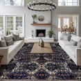 thumbnail image 3 of 5'x7' Area Rugs, Boho Black Blue Indoor Outdoor Area Rug for Living Room Bedroom, Modern Abstract Geometric Retro Washable Bathroom Rugs Kitchen Floor Carpet Mats Home Decor Aesthetic, 3 of 8