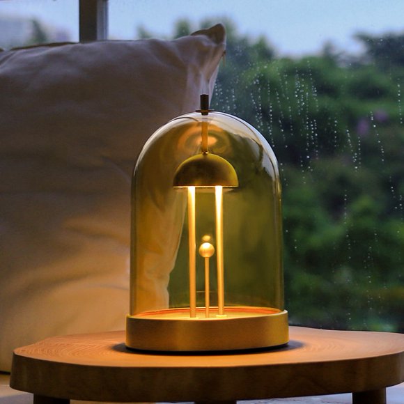Tubicen LED Cordless Table Lamp, 4000mAh USB Rechargeable Battery Lamp, Modern Bedside Nightstand Lamp, 4-Level Touch Dimmable Night Light, DIY Removable Lamp, Brass