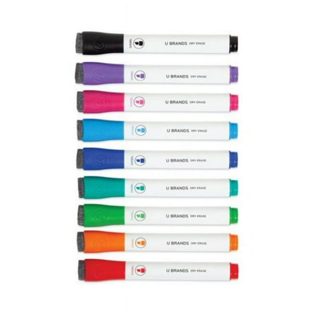 U Brands UBR2924U0001 Chisel Tip Low-Odor Dry-Erase Markers with Erasers, Assorted Color - 48 per Pack