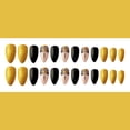 thumbnail image 3 of FCOGIN Medium Almond Acrylic False Nail, Press on Nail, Black, Gold, Glitter, 24 Pieces, 3 of 5