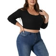 thumbnail image 4 of Agnes Orinda Women's Plus Size Ribbed Knit Soft Warm Outfits Long Sleeve Crop Tops, 4 of 5