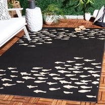 Safavieh Courtyard Victoria Fishes Indoor/Outdoor Area Rug, Black/Beige, 5'3" x 7'7"