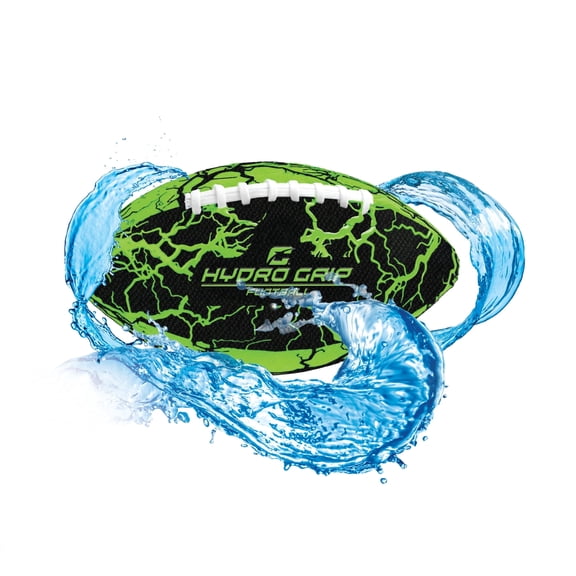 CIPTON Hydro Grip Football, Water Resistant Football with Raised Silicone Grip, Wet or Dry Beach & Pool Toss Ball, Lasting Air Retention, Green/Black