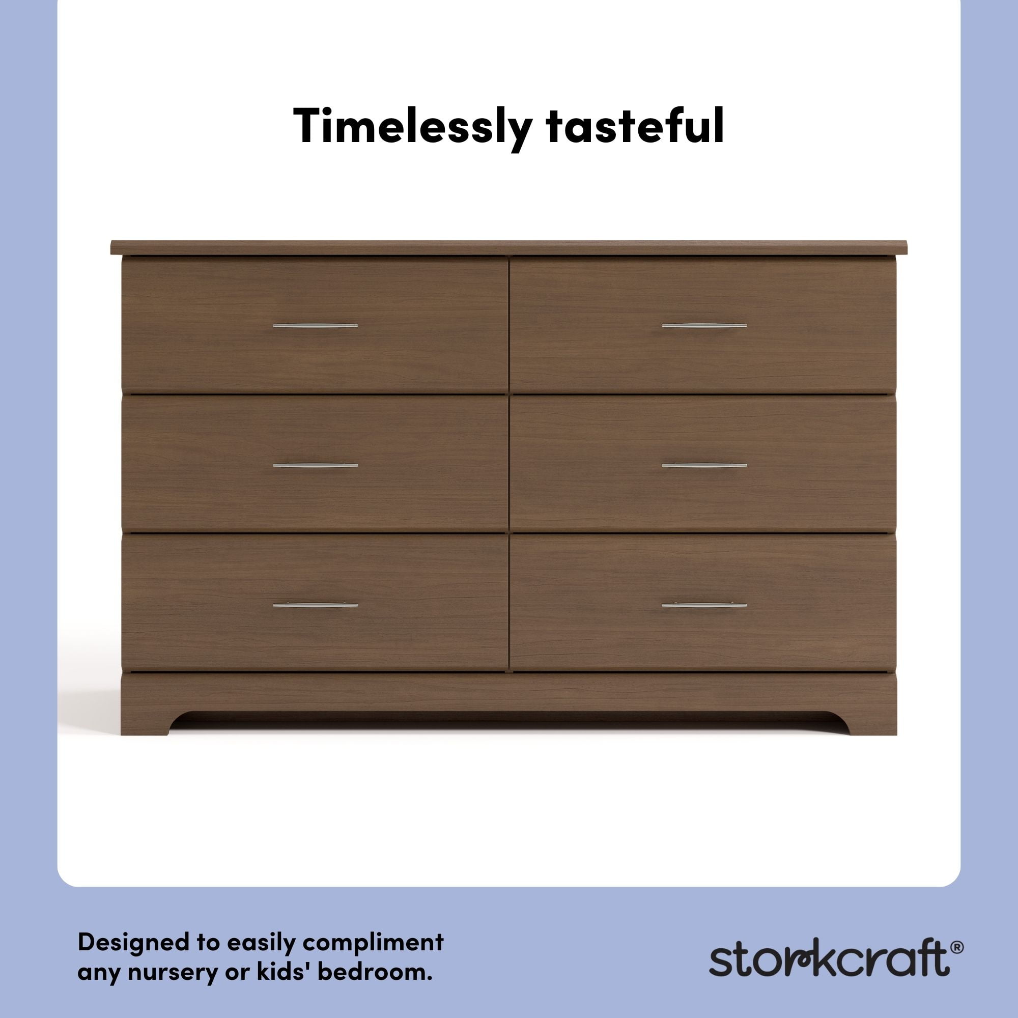 Storkcraft Brookside 6 Drawer Nursery Double Dresser, Hazelnut
