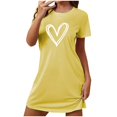 thumbnail image 2 of Sakmal Sleepwear for Women Cute Comfy Sleepshirt Hearts Print Yellow Short Sleeve Nightgowns, 2 of 6
