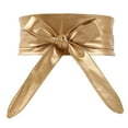 thumbnail image 2 of CBGELRT Leather Belts for Women Fashion Wrap Around Wide Elastic Belts Waistband Bow Knot Lace-up Tied Waist Cinch Belt for Dresses, Gold, 2 of 6