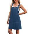 thumbnail image 2 of Sleeveless A-line Denim Dress Women Casual Loose Jean Dress with Pocket, 2 of 7