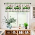 thumbnail image 5 of 3 Piece Kitchen Curtains and Valances Set Easter Cafe Curtains 24 Inch Length Spring Truck Rabbit Flowers Eggs Green Check Valance & Tier Curtain for Living Room Bedroom Window 54"x18"+27"x24"*2, 5 of 6