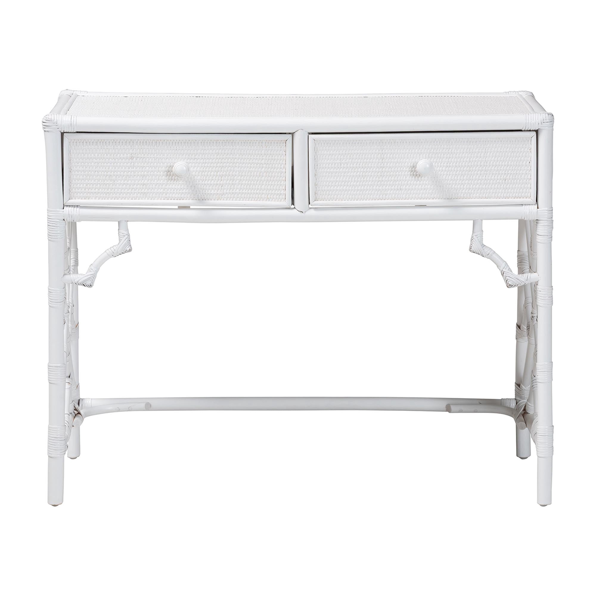 bali & pari Lindie Boho Writing Desk, 2-Drawer, White