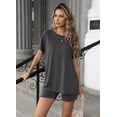 thumbnail image 2 of Ekouaer Women's 2 Piece Lounge Set 2025 Summer Biker Shorts Set Outfits Short Sleeve Oversized Top Matching Tracksuit, 2 of 6