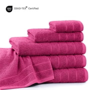 Casa Platino 24-Pcs Luxury Towels for Bathroom – 100% Ring-Spun Cotton, 2 Bath Sheets, 2 Gym Towel, 2 Bath, 4 Fingertip, 6 Hand, 8 Washcloths, Ultra Soft, Easy Care – Fuchsia