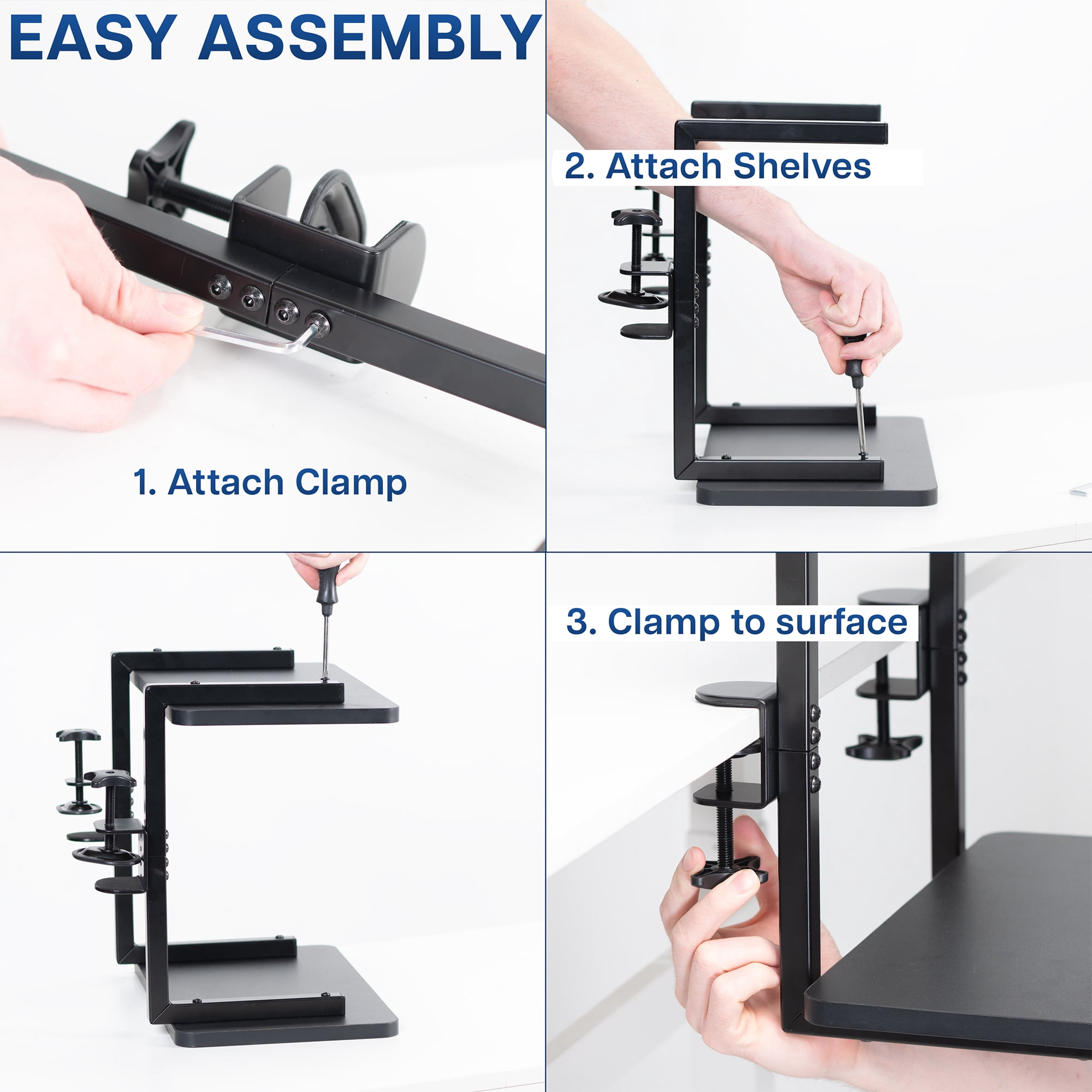 VIVO Black 16" Clamp-on Flexible Shelving Unit Organizer for Desk Accessories