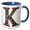 Blue/White, variant on 3drose, Pretty Image of Stained Glass Monogram Letter K, 11oz Two-tone Blue Mug