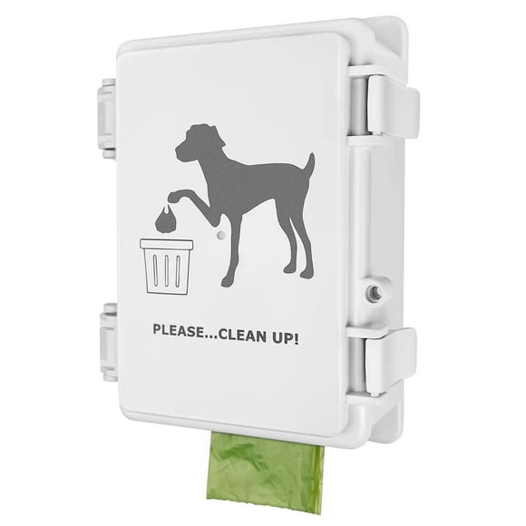 Dispensador de bolsas para excrementos de perro, montaje en pared, impermeable, para exteriores, blanco