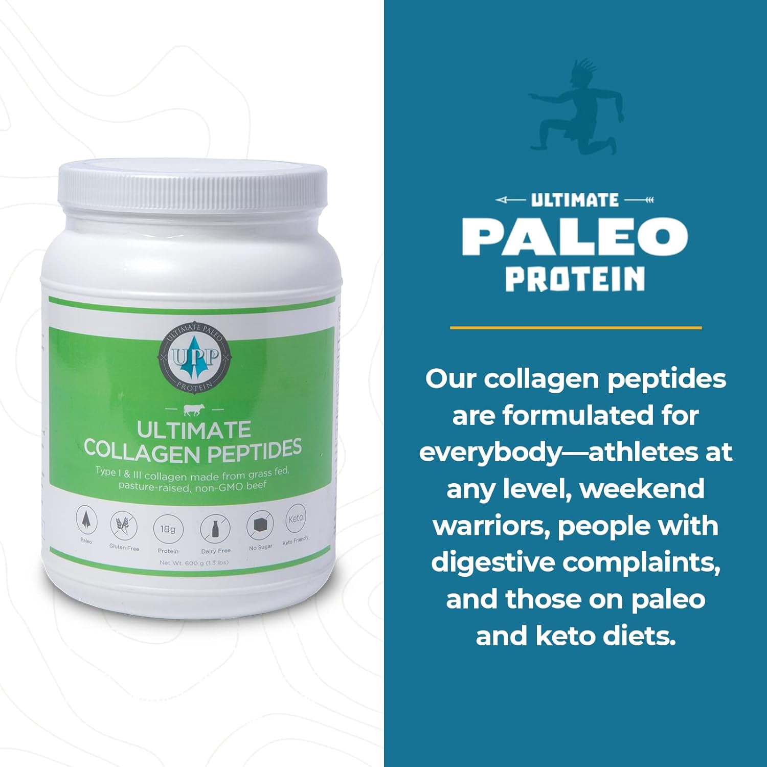 Ultimate Paleo Protein Collagen Peptides | Provides Type I & III Collagen | Paleo and Keto Friendly, Gluten Free, No Artificial Sweeteners or Preservatives - 30 Servings