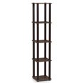 thumbnail image 1 of Furinno Turn-S-Tube 5-Tier Corner Square Rack Display Shelf with Square Tube, Walnut/Brown, 18026WN/BR, 1 of 4